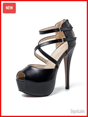 Platform High Heel Sandals Peep Toe Stiletto Ankle Buckle Zip Dress Shoes